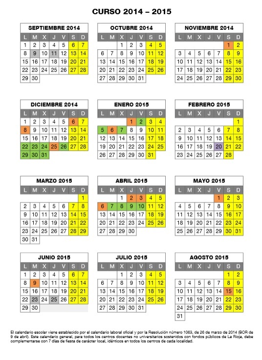 140409 Calendario Escolar LA Rioja 2014 15