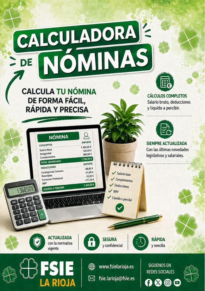 Calculadora de nóminas. Docentes en pago delegado.